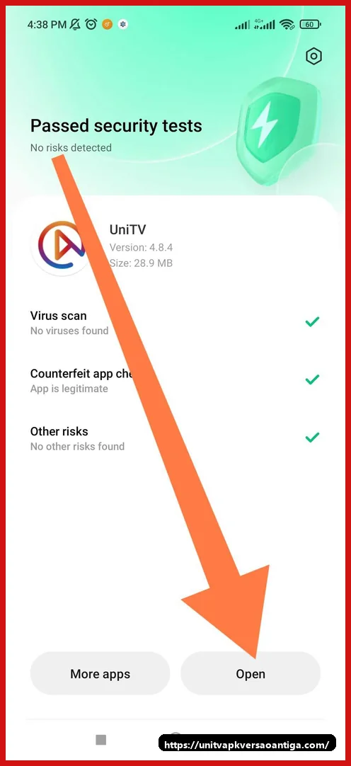 UniTV APK versao antiga: qual build baixar primeiro no Android e TV Box 10 Verificacao de seguranca concluida apos instalar o UniTV APK